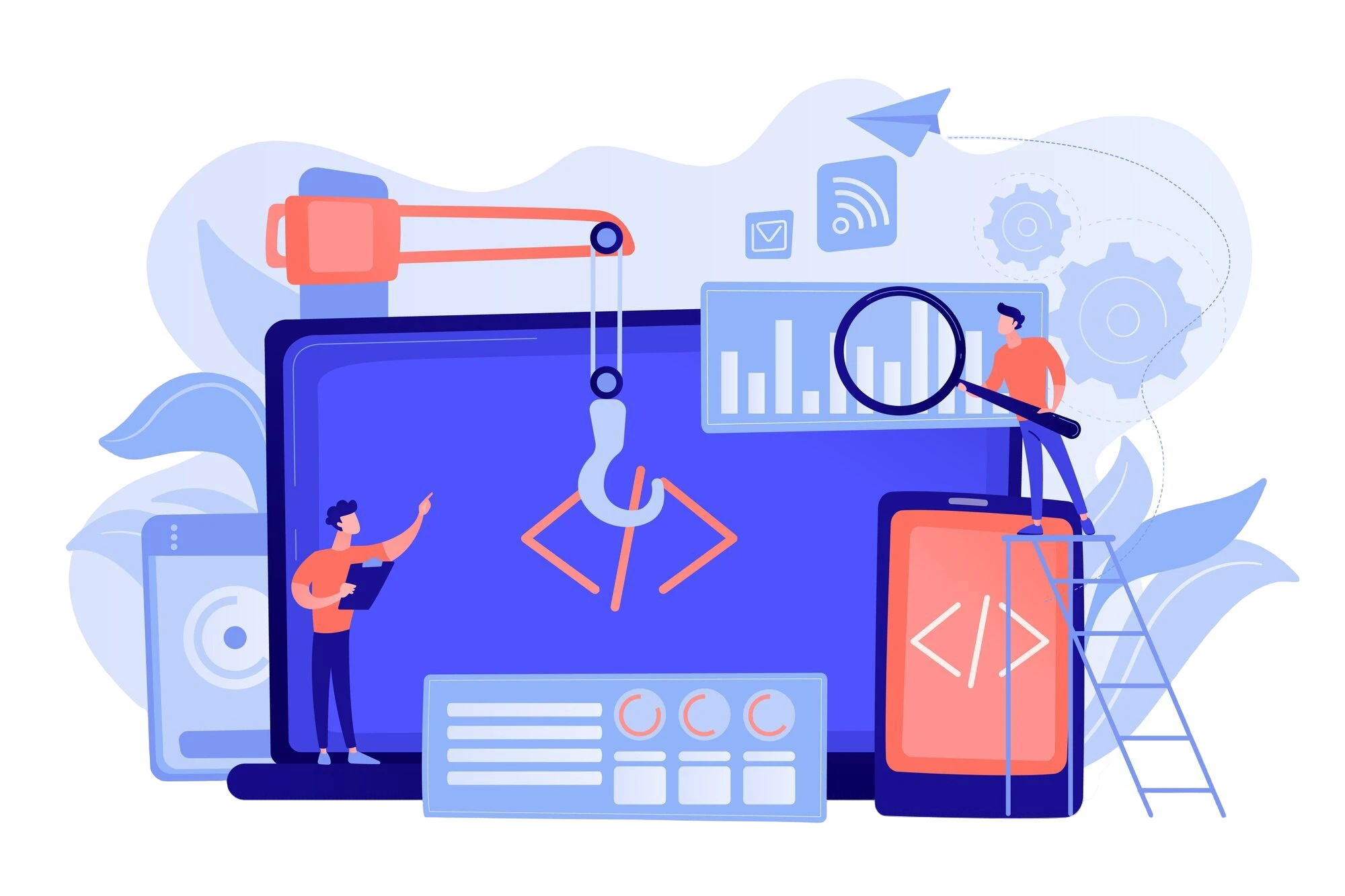 engineer-developer-with-laptop-tablet-code-cross-platform-development-cross-platform-operating-systems-software-environments-concept-pinkish-coral-bluevector-isolated-illustration (1)